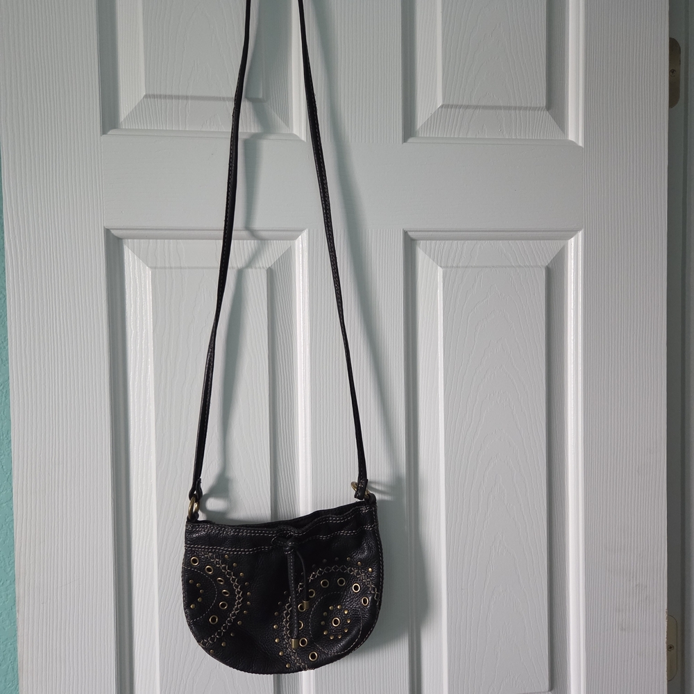 Fossil Black Crossbody Bag with Gold Accents